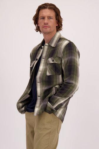 Voorkant van Kaki hemd met geruit patroon  door Ravøtt voor Heren