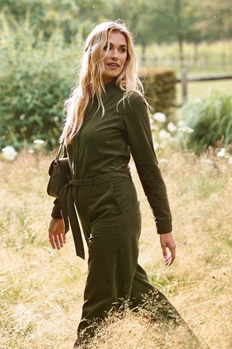 Libelle Kaki jumpsuit in fijn corduroy