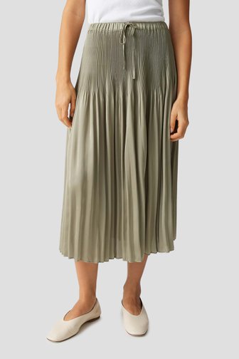 Voorkant van Kaki plooirok met tailleband door Opus voor Dames