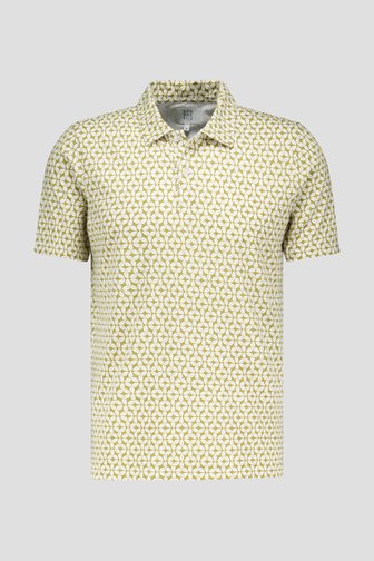 Kaki polo met ecru bladerprint van Casual Five voor Heren