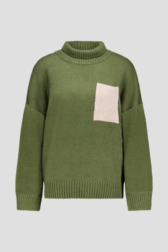 Productfoto 1 van Kaki trui met opstaande kraag door AC by Annelien Coorevits voor Dames