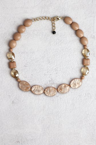 Voorkant van Ketting met beige kralen door Liberty Island voor Dames