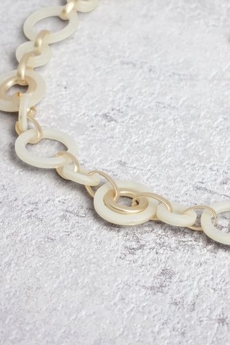 Voorkant van Ketting met ronde schakels in crème en goud door Liberty Island voor Dames