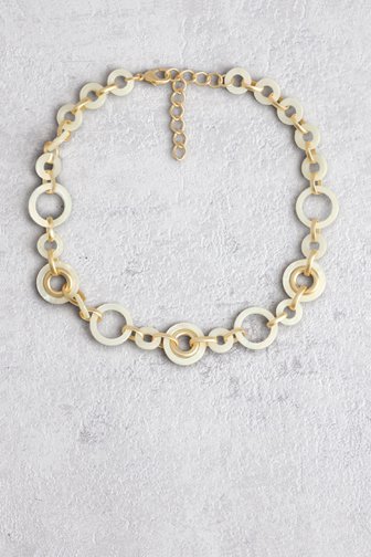 Voorkant van Ketting met ronde schakels in crème en goud door Liberty Island voor Dames