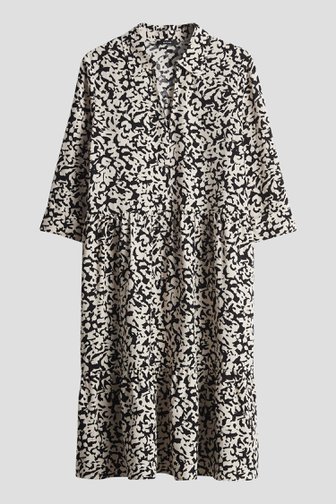Kleedje met ecru-zwarte print van Opus voor Dames