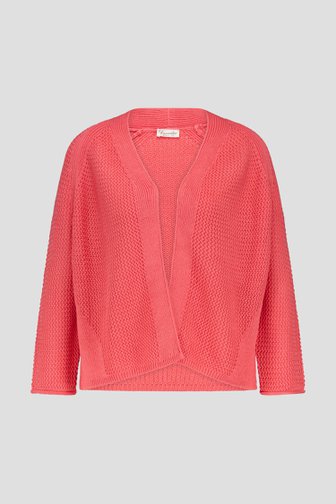 Koraalkleurige ajour gebreide cardigan  van Barbara Lebek voor Dames