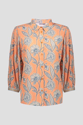 Voorkant van Koraalkleurige blouse met bloemenprint door Geisha voor Dames