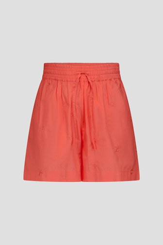 Koraalroze bermuda met broderie van Louise voor Dames