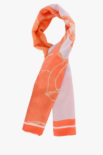 Koraalroze sjaaltje met print van Opus voor Dames