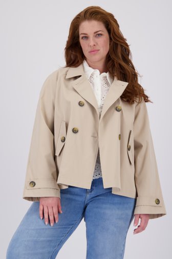Korte beige trenchcoat van Only Carmakoma voor Dames