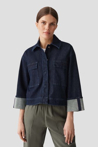 Voorkant van Korte donkerblauwe jeansvest door Opus voor Dames
