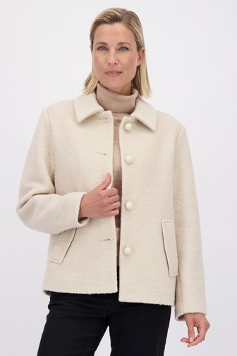 Voorkant van Korte ecru teddy mantel door Claude Arielle voor Dames