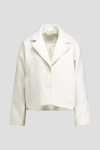 Voorkant van Korte witte mantel met wol door D'Auvry voor Dames