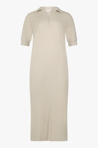 Lang beige kleed met V-hals van Liberty Island homewear voor Dames