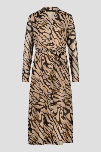 Lang beige kleedje met animal print van Claude Arielle voor Dames