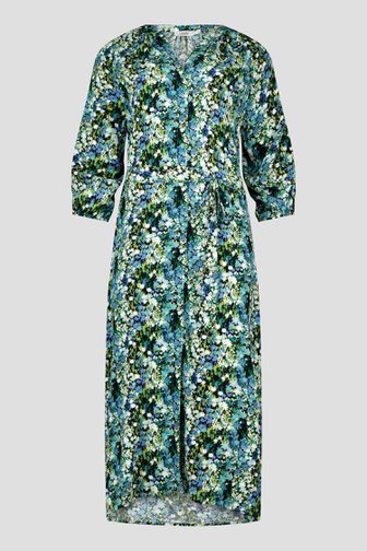 Lang blauwgroen kleedje met fijne bloemenprint van Libelle voor Dames