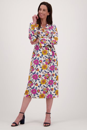 Lang ecru kleedje met bloemenprint van Claude Arielle voor Dames