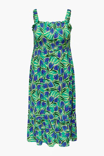 Lang kleedje met blauw-groene bloemenprint van Only Carmakoma voor Dames