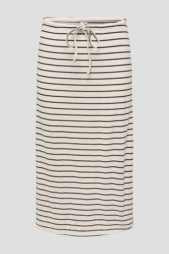 Lange beige rok met zwart gestreept motief van Only Carmakoma voor Dames
