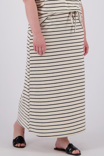 Lange beige rok met zwart gestreept motief van Only Carmakoma voor Dames