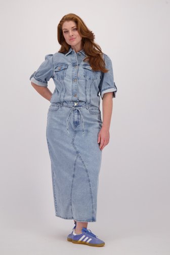 Voorkant van Lange blauwe jeansrok door Yest Curve voor Dames
