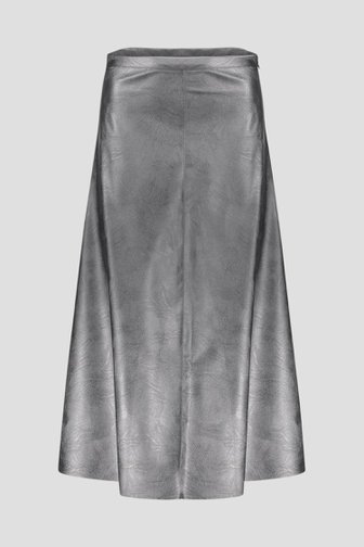 Voorkant van Lange grijze rok in leather look door Geisha voor Dames