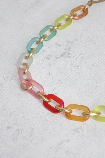 Voorkant van Lange ketting met multicolor schakels door Liberty Island voor Dames