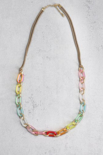 Voorkant van Lange ketting met multicolor schakels door Liberty Island voor Dames