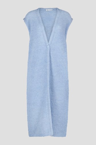Lange lichtblauwe cardigan zonder mouwen van D'Auvry voor Dames