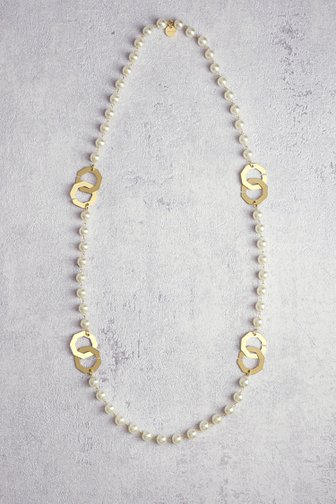 Lange parelketting met gouden details van Liberty Island voor Dames
