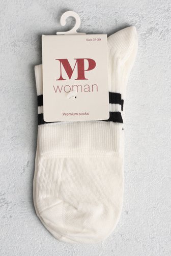 Larges chaussettes blanches avec rayures noires de MP Denmark pour Femmes