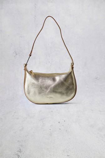 Voorkant van Lederen schoudertas met gouden metallic look door Crinkles voor Dames