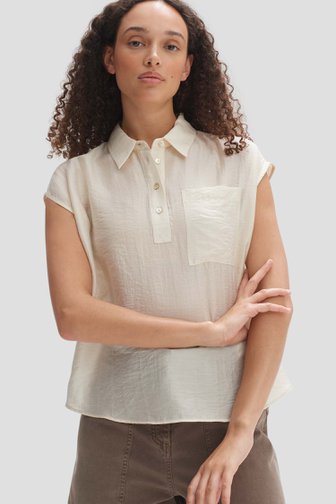 Lichtbeige blouse met korte mouwen van Opus voor Dames