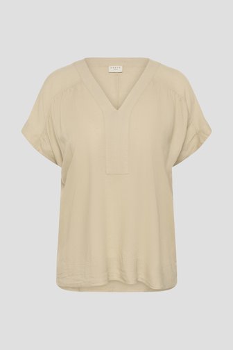 Productfoto 1 van Lichtbeige blouse met V-hals door Kaffe Curve voor Dames