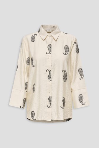 Voorkant van Lichtbeige blouse met zwarte paisley motief door JDY voor Dames
