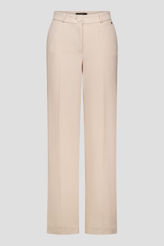 Lichtbeige broek in structuurstof van Claude Arielle voor Dames
