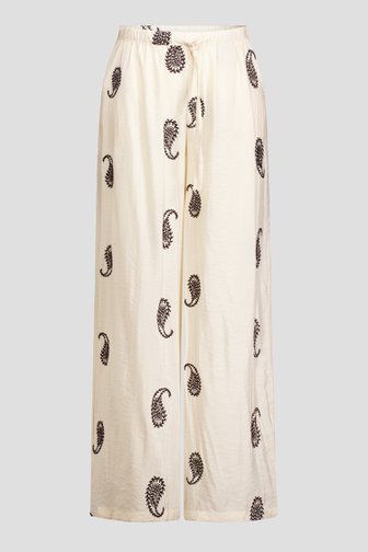 Voorkant van Lichtbeige broek met zwart paisley motief door JDY voor Dames