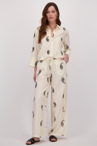 Voorkant van Lichtbeige broek met zwart paisley motief door JDY voor Dames