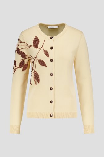 Lichtbeige cardigan met parelknopen van D'Auvry voor Dames