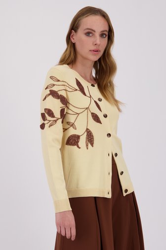 Lichtbeige cardigan met parelknopen van D'Auvry voor Dames