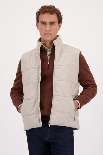 Voorkant van Lichtbeige gewatteerde bodywarmer door Upper East voor Heren