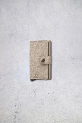 Voorkant van Lichtbeige lederen kaarthouder - Miniwallet Pebble door Secri voor Dames