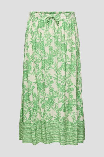 Lichtbeige maxirok met groene bloemenprint van Only Carmakoma voor Dames