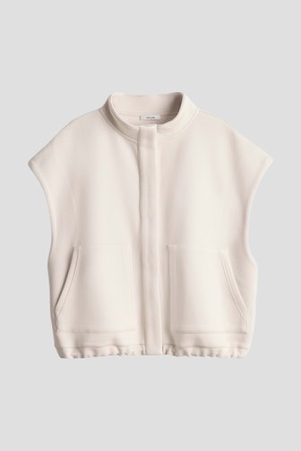 Voorkant van Lichtbeige mouwloze vest in sweatstof door Opus voor Dames