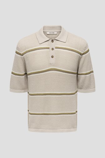 Voorkant van Lichtbeige polo in structuurstof door Only & Sons voor Heren