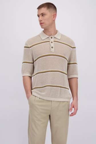 Voorkant van Lichtbeige polo in structuurstof door Only & Sons voor Heren