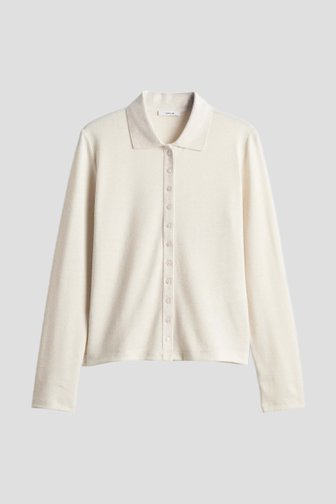 Voorkant van Lichtbeige polo met lange mouwen door Opus voor Dames