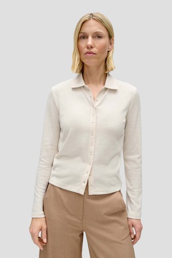 Voorkant van Lichtbeige polo met lange mouwen door Opus voor Dames