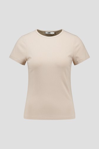 Lichtbeige ribgebreid T-shirt van Louise voor Dames