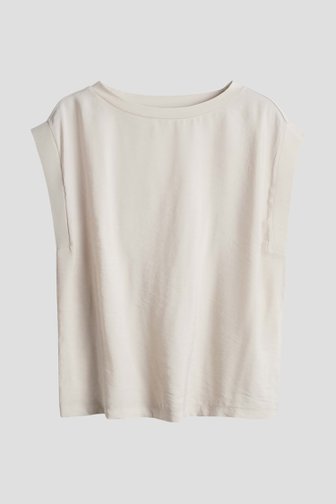 Voorkant van Lichtbeige T-shirt met stofmix  door Opus voor Dames